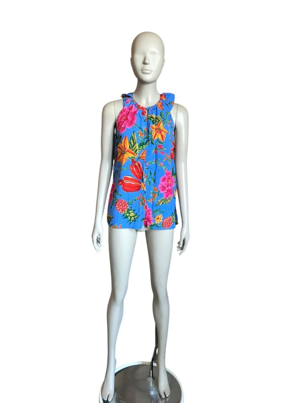 NWT Cynthia Rowley Blue Tropical Tank Top